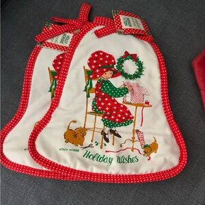 Vintage Holly Hobbie Bell Shaped Holiday Potholders (set of 2)